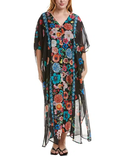 Johnny Was Plus Palace Silk-blend Kaftan In Black