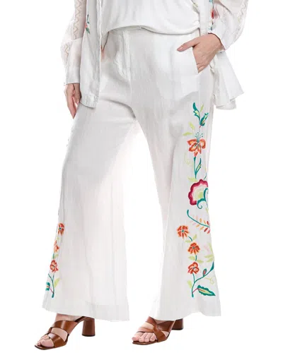 Johnny Was Plus Petite Averi Wide Leg Linen Pant In White
