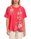 Johnny Was Plus Raw Seam T-shirt In Pink