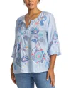 Johnny Was Neilly Ruffle Sleeve Blouse In Barine Stripe Bar In Blue
