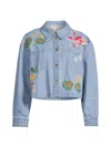 JOHNNY WAS, PLUS SIZE WOMEN'S EMBROIDERED CROPPED DENIM JACKET