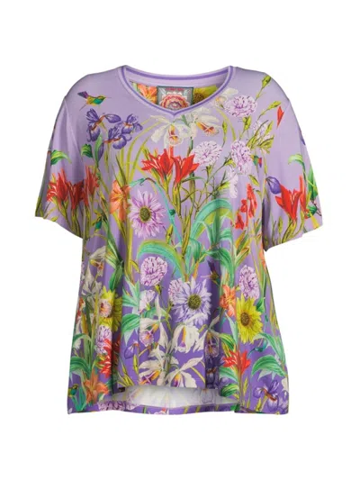 Johnny Was, Plus Size Women's The Janie Favorite Floral Swing T-shirt In Neutral