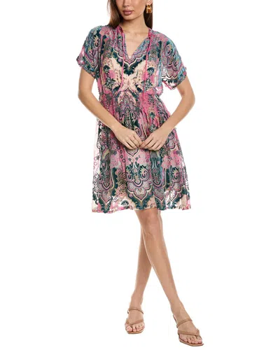 Johnny Was Plus Thia Burnout Silk-blend Dress In Multi