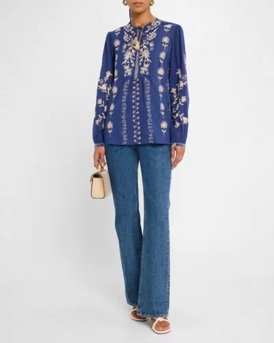Johnny Was Prairie Blouse Allison In Deep Navy