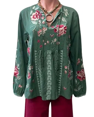 Johnny Was Prairie Blouse In Verdigris In Green