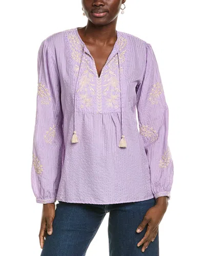 Johnny Was Prairie Silk-blend Blouse In Purple