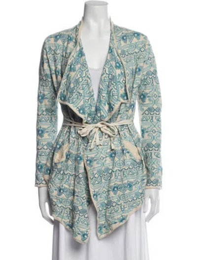 Pre-owned Johnny Was Printed Jacket In Blue