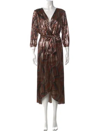 Pre-owned Johnny Was Printed Long Dress In Brown