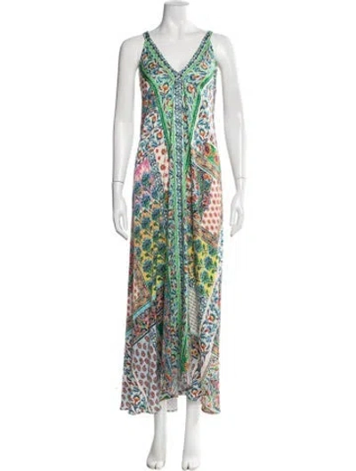 Pre-owned Johnny Was Printed Long Dress In Multicolor