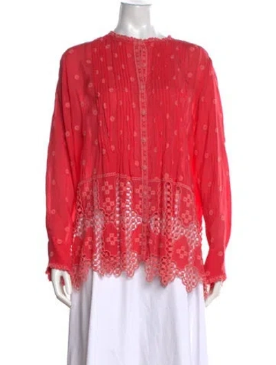 Pre-owned Johnny Was Printed Long Sleeve Blouse In Pink