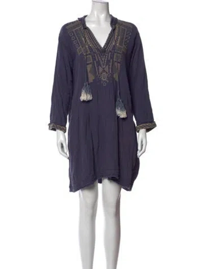 Pre-owned Johnny Was Printed Mini Dress In Purple