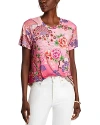 Johnny Was Printed Relaxed Tee In Pink Lace