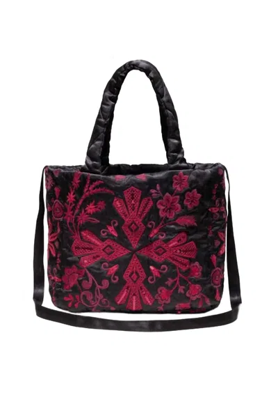 Johnny Was Quilted Tote Bag Annalina In Black