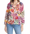 Johnny Was Raglan Pintuck Blouse In Evalon In Multi