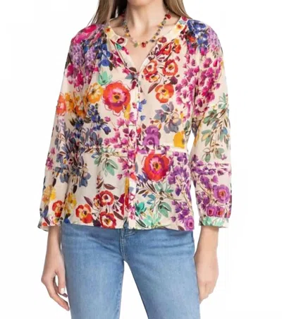 Johnny Was Raglan Pintuck Blouse In Evalon In Multi