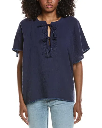 Johnny Was Raglan Poncho Top In Blue