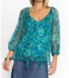 Johnny Was Raquel Silk Peasant Blouse In Multi