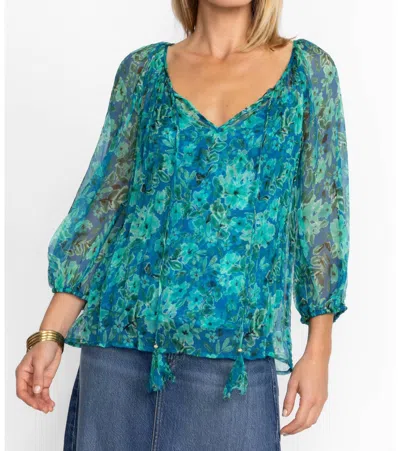 Johnny Was Raquel Silk Peasant Blouse In Multi