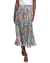 Johnny Was Raven Asymmetrical Pleated Skirt In Multi