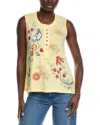 Johnny Was Raw Detail Henley Tank In Yellow