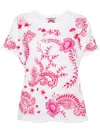 Johnny Was Cassia Embroidered Swing Tee In White