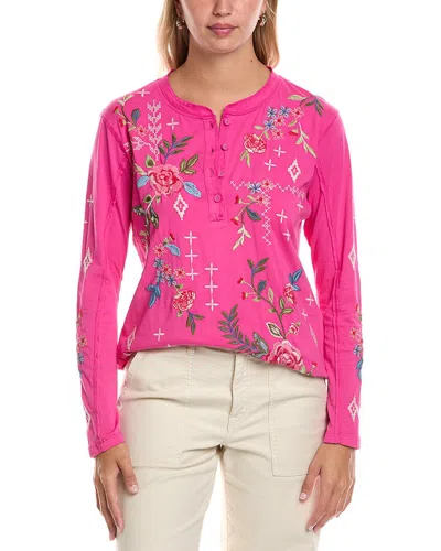 Johnny Was Raw Seam Henley In Pink
