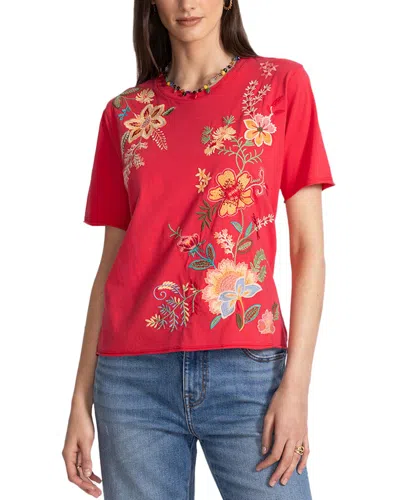 Johnny Was Raw Seam T-shirt In Red