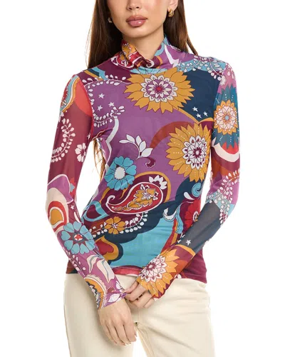 Johnny Was Rebecca Mesh Mock Neck T-shirt
