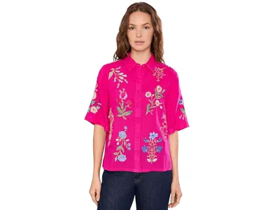 Johnny Was Relaxed Kimono Shirt - Beatrix Women's Clothing Pink Peacock: Xl In Multi