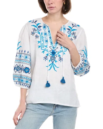 Johnny Was Relaxed Linen Blouse In White