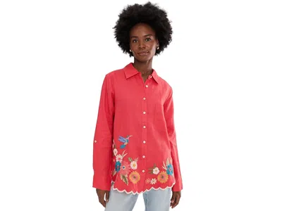 Johnny Was Relaxed Linen Shirt - Francis In Red