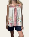 Johnny Was Relaxed Yoke Tank Georgia In White In Multi