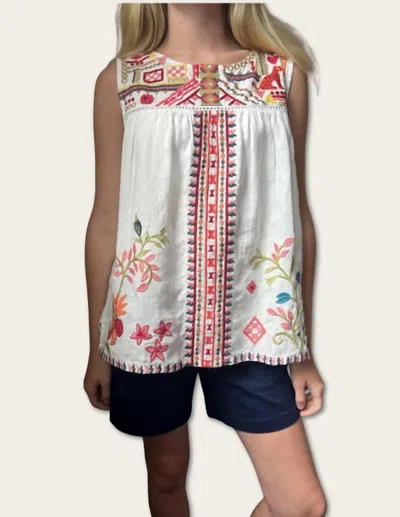 Johnny Was Relaxed Yoke Tank Georgia In White In Multi