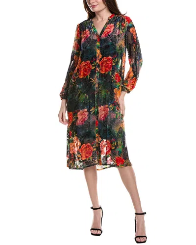 JOHNNY WAS JOHNNY WAS RENNA BURNOUT VELVET SILK-BLEND SHIRTDRESS