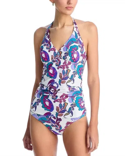 Johnny Was Reversible Halter Ruched Tankini In Fatima In Multi