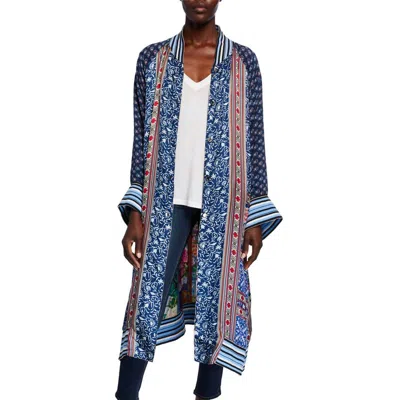 JOHNNY WAS REVERSIBLE LONG FIORI SILK TWILL KIMONO COAT