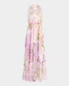 Johnny Was Riona Tiered Floral-print Chiffon Maxi Dress In Dallia