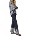 Johnny Was Roman Paisley High Waist Flare Legging In Navy Multi In Blue
