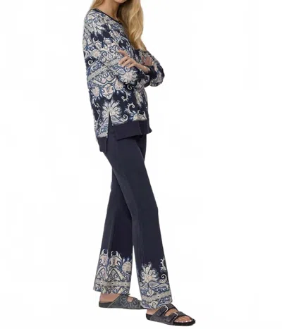 Johnny Was Roman Paisley High Waist Flare Legging In Navy Multi In Blue