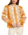 Johnny Was Ronnie Button-down Blouse In Gold