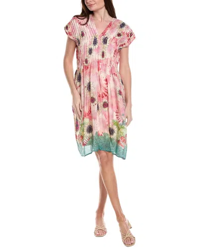 Johnny Was Rosa Pleated Silk Mini Dress In Pink