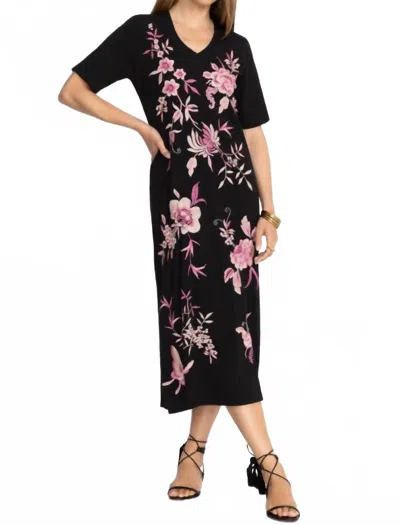 Johnny Was Rosalyn V-neck Knit Dress In Black