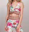 Johnny Was Rose Ruched Sports Bra In Pink Multi