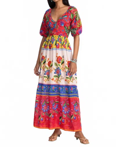 Johnny Was Floral Puff-sleeve Maxi Dress In Roumba Roo