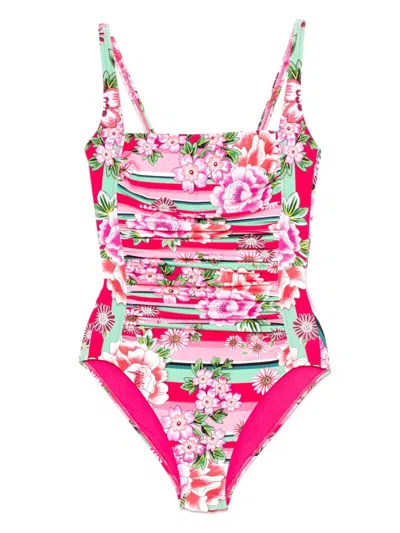 Johnny Was Ruched One-piece In Pink