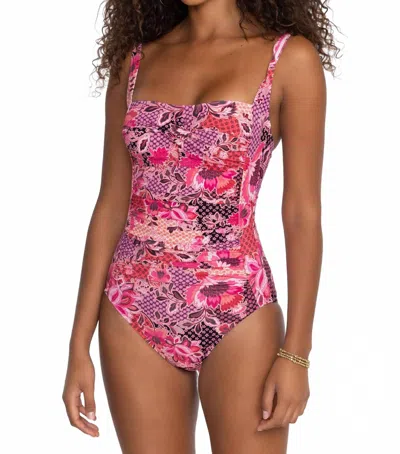 Johnny Was Ruched One Piece Swimsuit In Valennis In Multi