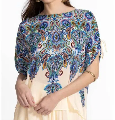 Johnny Was Ruched Sleeve Blouse In Ruta In Blue