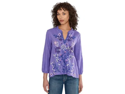Johnny Was Ruffle Field Blouse - Adina In Purple