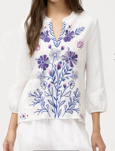 Johnny Was Ruffle Field Blouse In White