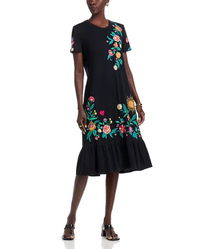 Johnny Was Ziviana Ruffle Hem Knit Midi Dress In Black